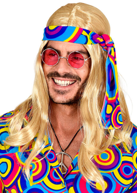 perruque hippie blonde, perruque de hippie, perruque blonde longue, Perruque Hippie, Blonde, avec Bandeau