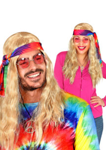 perruque hippie blonde, perruque hippie femme, perruque de hippie