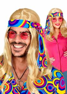 perruque hippie blonde, perruque de hippie, perruque blonde longue, Perruque Hippie Blonde Années 70 – avec Bandeau