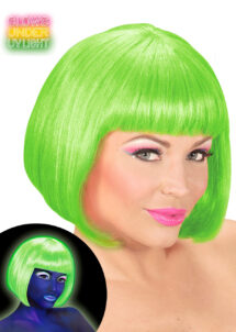 perruque verte, perruque fluorescente, perruque vert fluo, phosphorescent