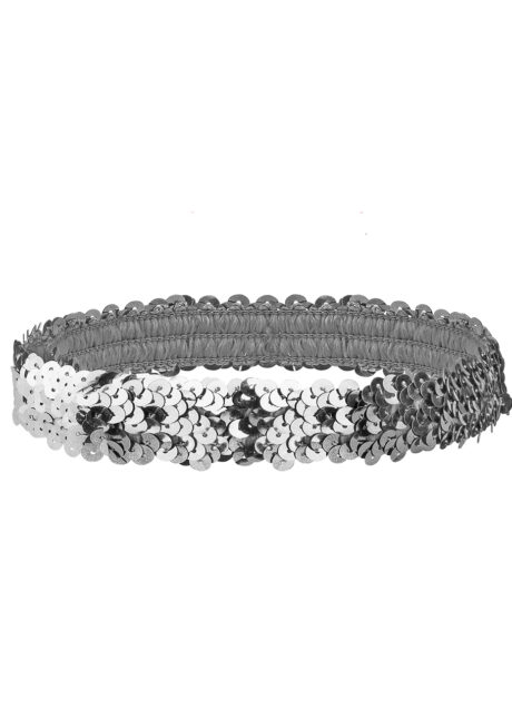 bandeau charleston argent, bandeau sequins argent, bandeau cabaret, Bandeau Elastique à Sequins Argent