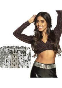 ceinture disco, ceinture sequins argent, ceinture paillettes argent