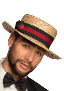 chapeau canotier, canotier en paille années 20, chapeau canotier luxe déguisement, accessoire canotier déguisement, canotier avec ruban, canotier années 30