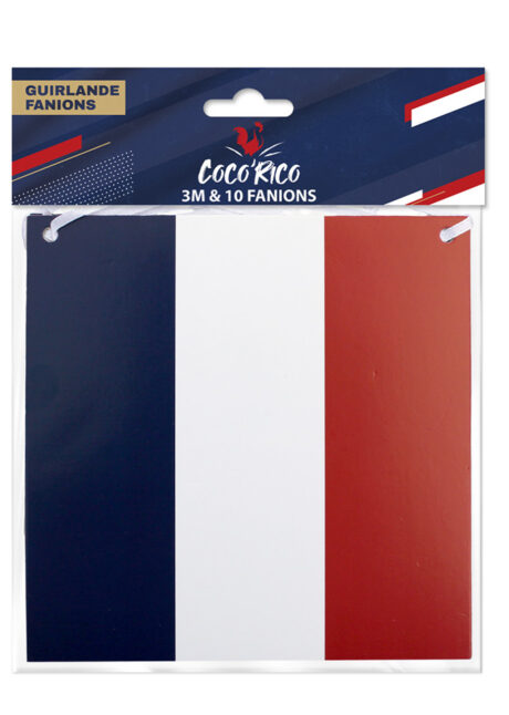 guirlande drapeaux français, guirlandes drapeaux france, décorations france, décorations euro, drapeaux pays, boutique supporter, Guirlande Drapeaux, France, 10 Fanions