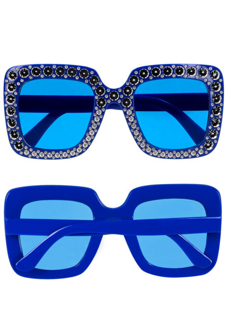 lunettes disco, lunettes paillettes, lunettes années 80, Lunettes Disco, Strass Paillettes, Bleu