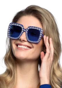 lunettes disco, lunettes paillettes, lunettes années 80, Lunettes Disco, Strass Paillettes, Bleu