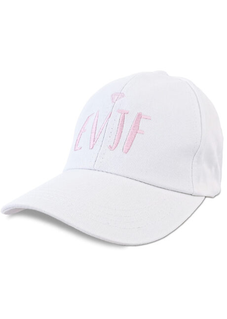 casquette EVJF, accessoire evjf, bride to be, team enterrement vie de jeune fille, Casquette EVJF, Blanche et Broderies Roses