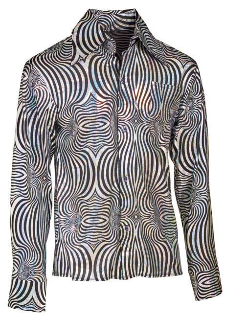 chemise disco, chemise argent, chemise années 80, déguisement disco, Chemise Disco à Paillettes, Tourbillons Argent