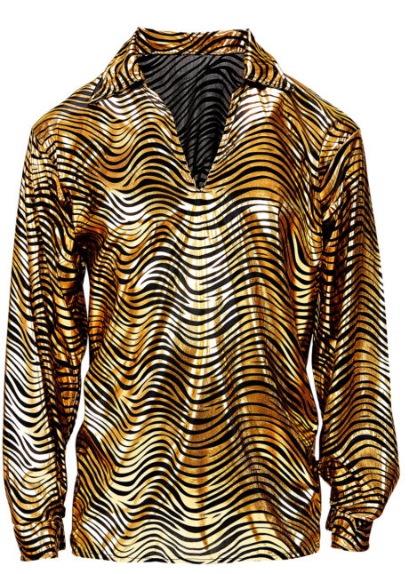 chemise disco dorée paillettes, chemise disco brillante, chemise dorée disco, Chemise Disco Fever Dorée