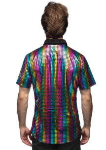 chemise disco paillettes, chemise disco brillante, chemise multicolores disco