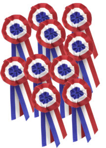 cocarde france, décorations france, accessoires france, accessoire coupe du monde, supporter france, bleu blanc rouge, décoration de maire, Cocarde France, avec Rubans et Epingle de Fixation, x 10