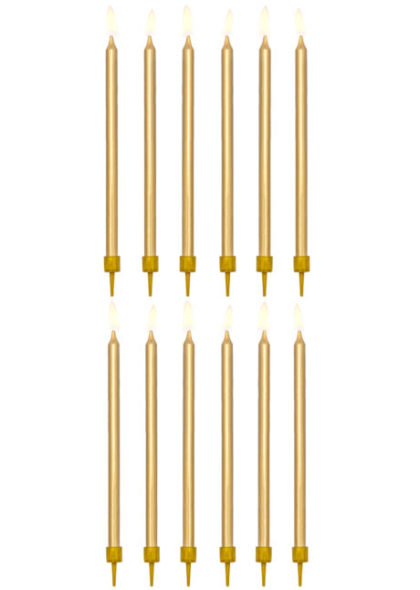BOUGIES-ANNIVERSAIRE-DOREES, 12 Bougies d’Anniversaire XL, Dorées