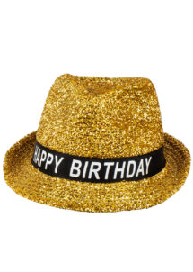 Chapeau anniversaire, chapeau happy birthday, Borsalino paillettes, Chapeau Anniversaire, Borsalino Paillettes Dorées