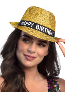 Chapeau anniversaire, chapeau happy birthday, Borsalino paillettes