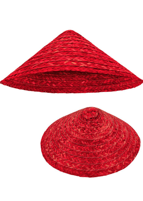 chapeau chinois paille, chapeau paille, chapeau chinois, Chapeau Chinois en Paille, Rouge