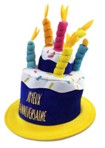 chapeau anniversaire, chapeau gâteau d'anniversaire, chapeau anniversaire bougies