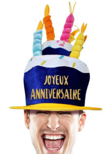 chapeau anniversaire, chapeau gâteau d'anniversaire, chapeau anniversaire bougies