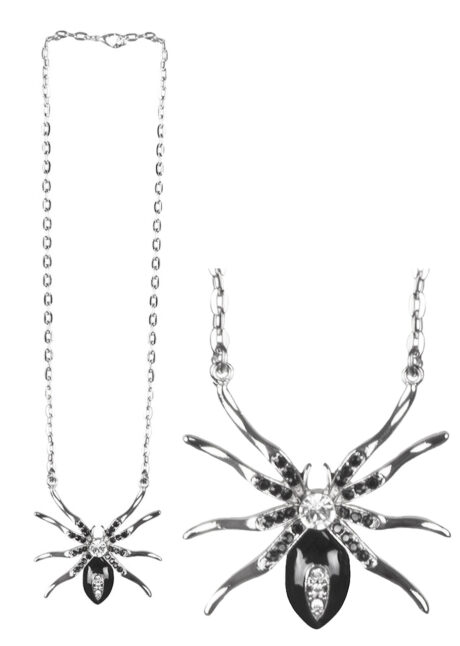 bijoux halloween, collier araignée, Collier Araignée Black Widow, sur Chaîne Métal