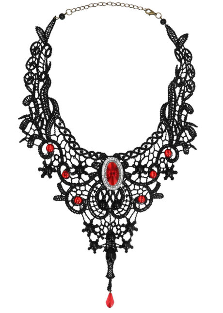 collier de vampire, collier Halloween, collier déguisement vampire, Collier Choker Lady Vampire, Ras de Cou Dentelle et Pierres