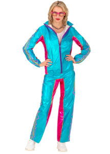 déguisement années 80 femme, costume années 80 fluo, jogging années 80, Déguisement Années 80, Jogging Bleu Fluo Métal