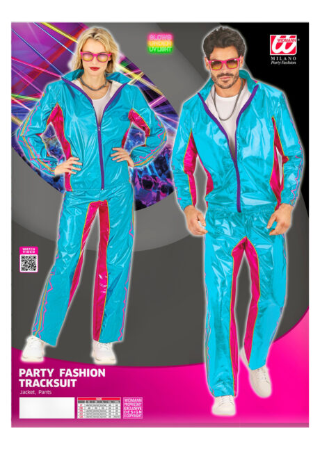 déguisement années 80, costume années 80 fluo, jogging années 80, Déguisement Années 80, Survêtement Bleu Fluo Métal