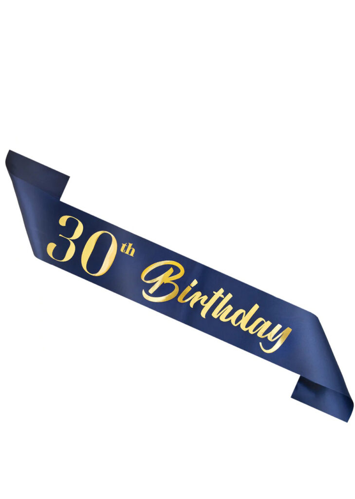 Écharpe "Miss 30 Ans" - Accessoire Festif Bleu Pailleté Pour Anniversaire