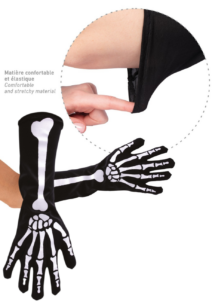 gants de squelettes, gants noirs halloween, longs gants femme, Gants de Squelette Longs, 37 cm