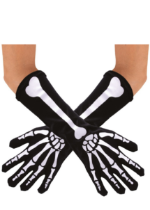 gants de squelettes, gants noirs halloween, longs gants femme, Gants de Squelette Longs, 37 cm