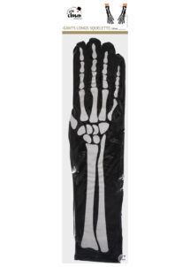 gants de squelettes, gants noirs halloween, longs gants femme