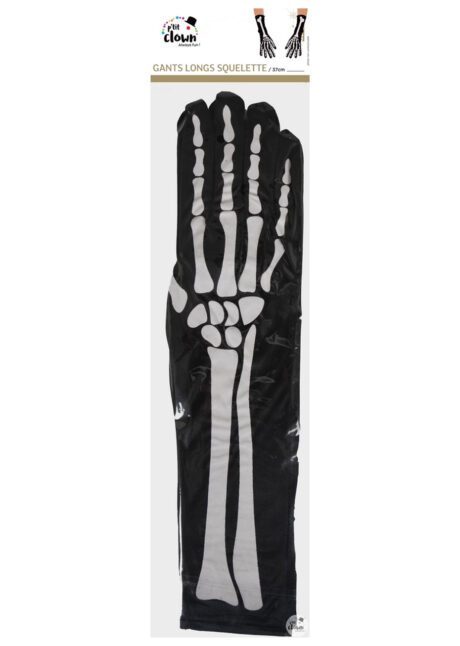 gants de squelettes, gants noirs halloween, longs gants femme, Gants de Squelette, Longs, Imprimé Blanc