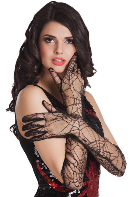 gants toile d'araignée, gants spiderweb, accessoires halloween, Gants en Dentelle Toile d’Araignée