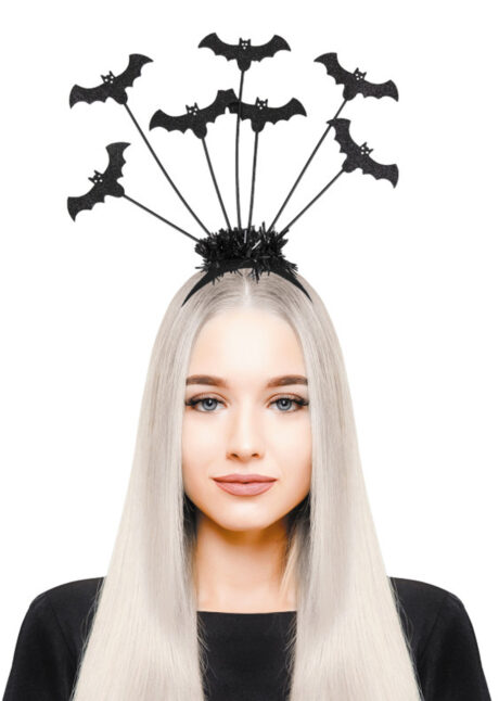 serre tête chauve souris, coiffe halloween, accessoire halloween, Serre-Tête Chauve Souris Paillettes Noires