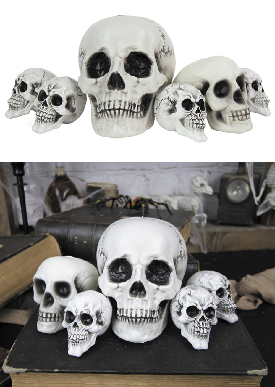 faux crânes, têtes de mort, décos halloween, Faux Crâne, Tête de Mort, Ensemble 6 Pièces