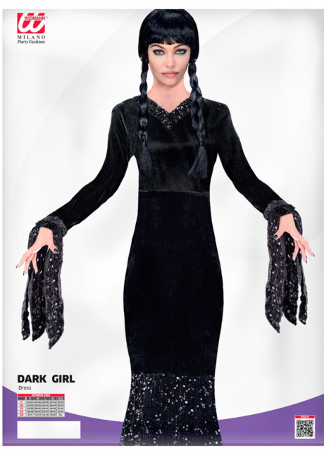 déguisement morticia Addams, déguisement mortisia Addams, déguisement halloween femme, Déguisement Dark Girl, Aspect Velours et Paillettes