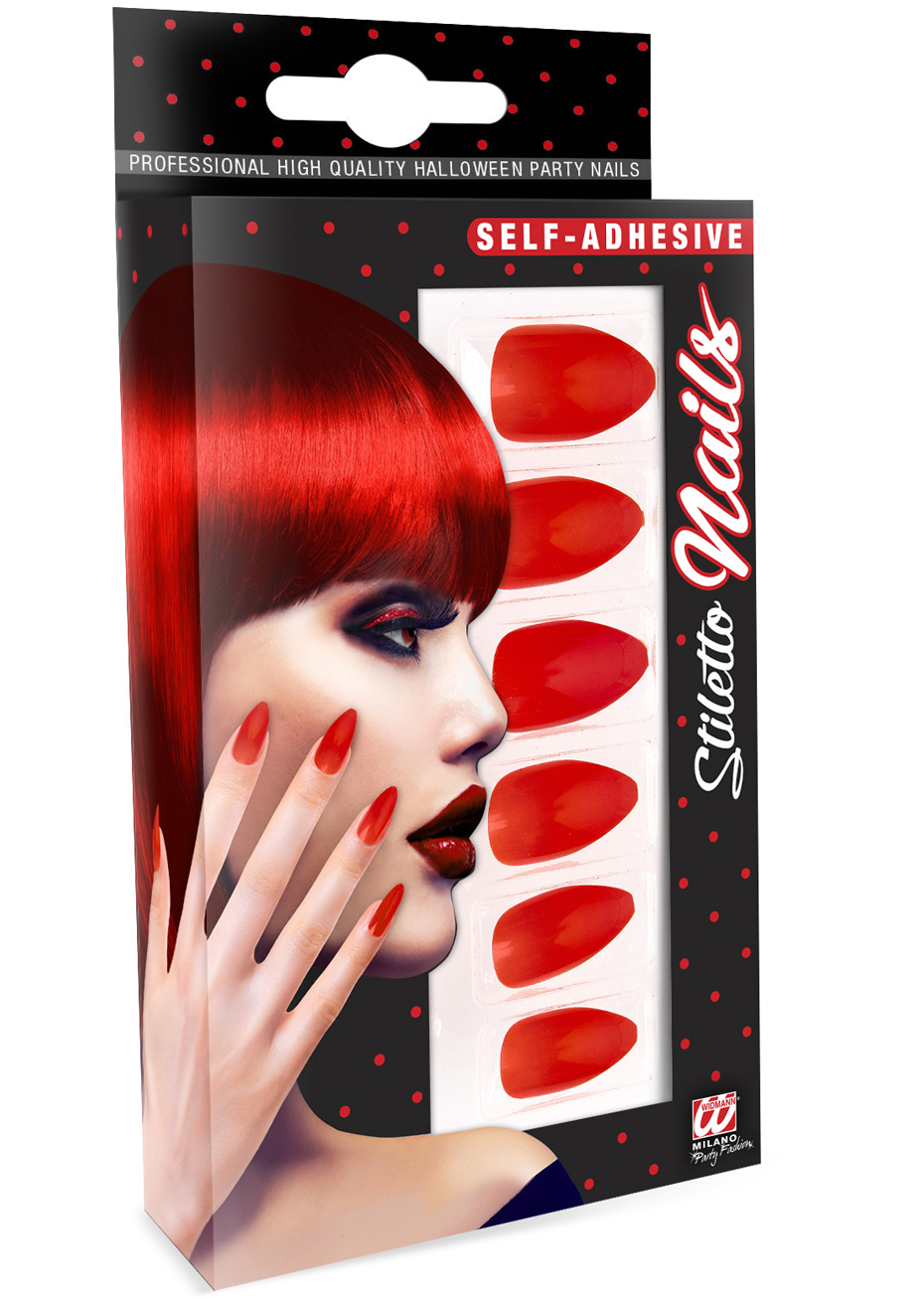 faux ongles rouges, faux ongles diablesse, faux ongles Halloween, Faux Ongles Rouges, Adhésifs