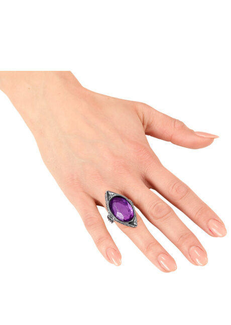 BAGUE-GOTHIQUE-PIERRE-VIOLETTE-7132T-2, Bague Gothique, Métal et Pierre Violette