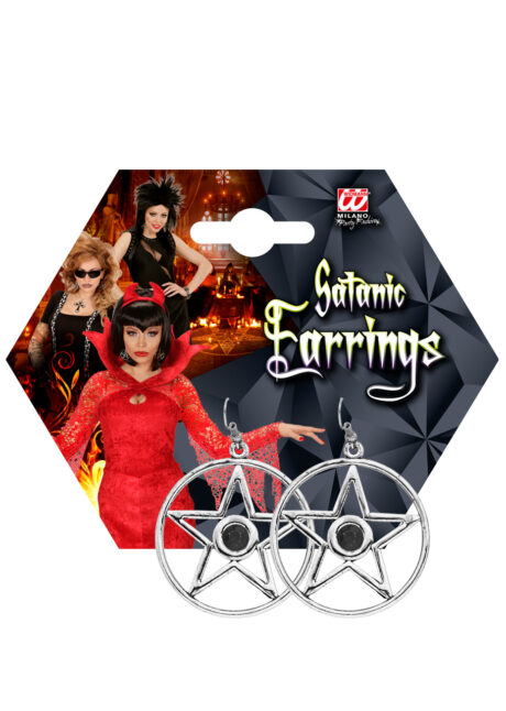 boucles d'oreilles, accessoire rock, accessoire satanique, boucles d'oreilles étoiles, Boucles d’Oreilles Etoiles Sataniques