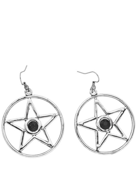 boucles d'oreilles, accessoire rock, accessoire satanique, boucles d'oreilles étoiles, Boucles d’Oreilles Etoiles Sataniques