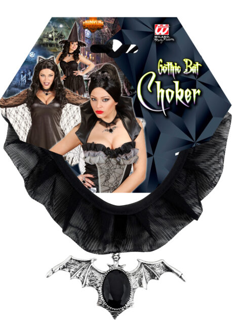 collier halloween, collier tour de cou, collier chauve souris, Collier Choker, Ruban Noir et Chauve Souris