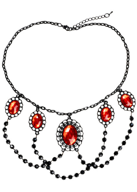 collier gothique, collier vampire, collier diablesse, bijoux halloween, collier halloween, Collier Choker Gothique avec Pierres Rouges