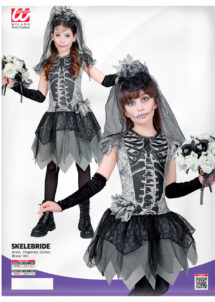 déguisement de mariée squelette, costume halloween fille, déguisement mariée halloween enfant