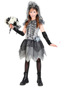 déguisement de mariée squelette, costume halloween fille, déguisement mariée halloween enfant