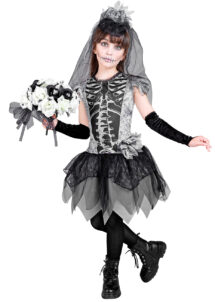 déguisement de mariée squelette, costume halloween fille, déguisement mariée halloween enfant