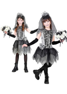 déguisement de mariée squelette, costume halloween fille, déguisement mariée halloween enfant