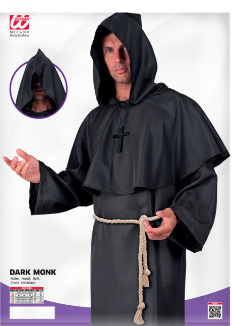 DEGUISEMENT-MOINE-TEMPLIER-+-ACCESSOIRES-2436, Déguisement de Moine Templier, Noir