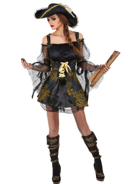 déguisement pirate femme, costume de pirate femme, déguisement pirate sexy, Déguisement de Pirate Dentelle, Noir et Doré