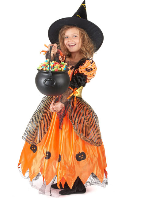 déguisement sorcière enfant, costume de sorcière halloween, déguisement halloween fille, Déguisement de Sorcière Orange, Fille