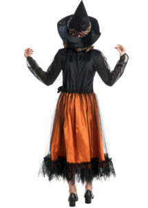 déguisement de sorcière fille, déguisement sorcière orange fille, déguisement sorcière paillettes fille