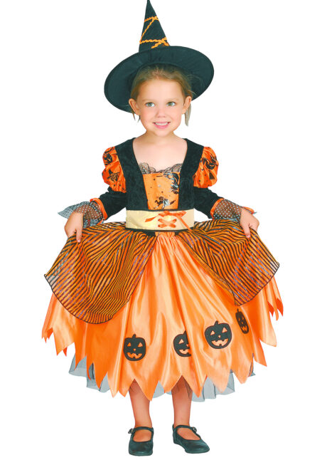 déguisement sorcière enfant, costume de sorcière halloween, déguisement halloween fille, Déguisement de Sorcière Orange, Fille