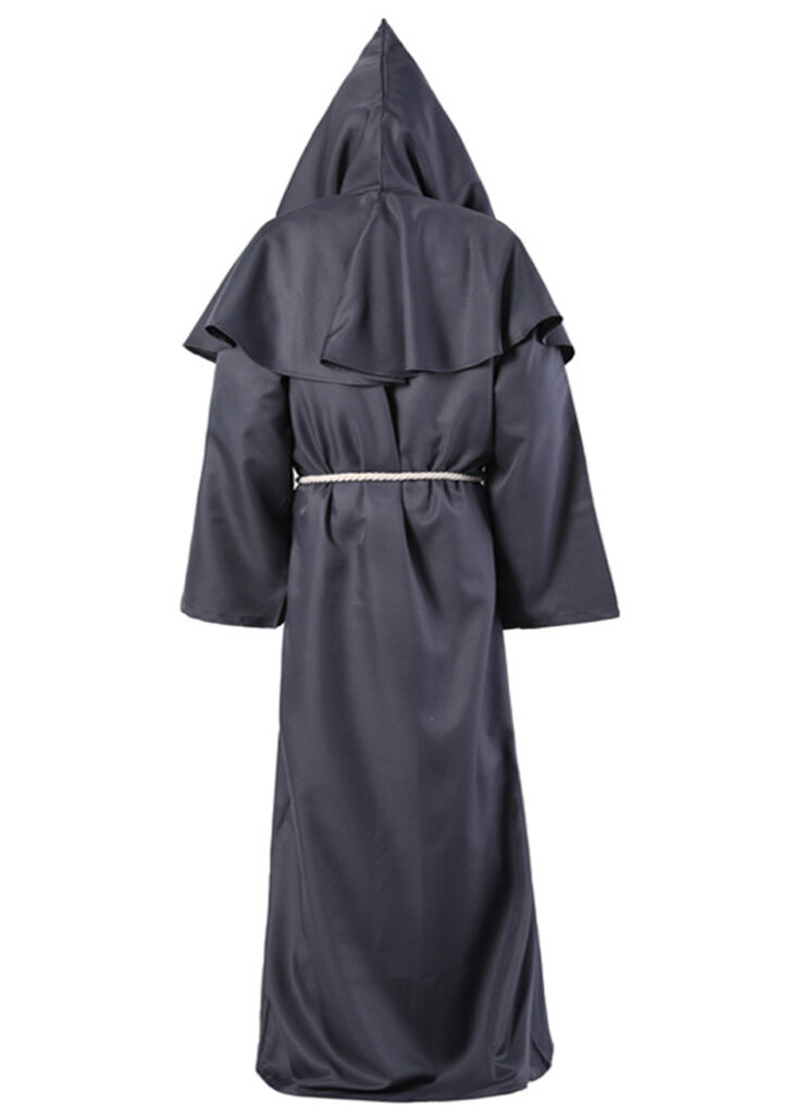Costume de moine médiéval, déguisement de prêtre, à capuche, robe, cape, costume, cosplay, Renaissance pour Halloween, carnaval (rouge, M